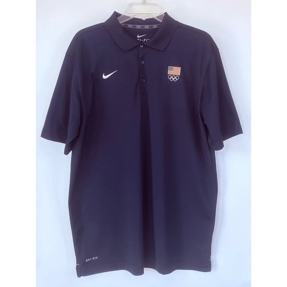 Nike Team USA Olympic Dri-FIT Polo Shirt Mens Large Navy Blue Short Sleeve L - Picture 1 of 10